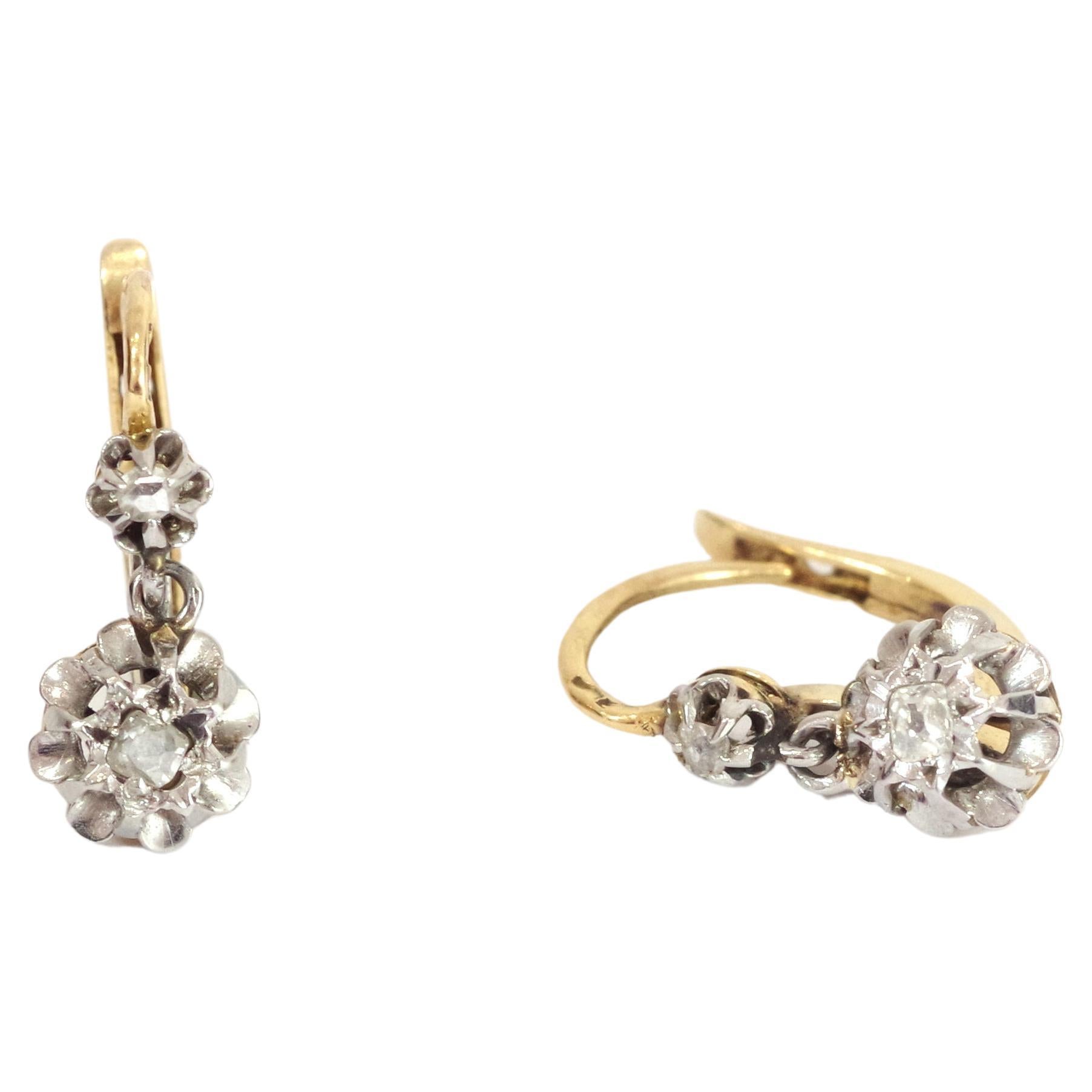 French Antique Diamond Gold Sleeper Earrings at 1stDibs | diamond sleeper  earrings, white gold sleeper earrings, gold diamond sleeper earrings